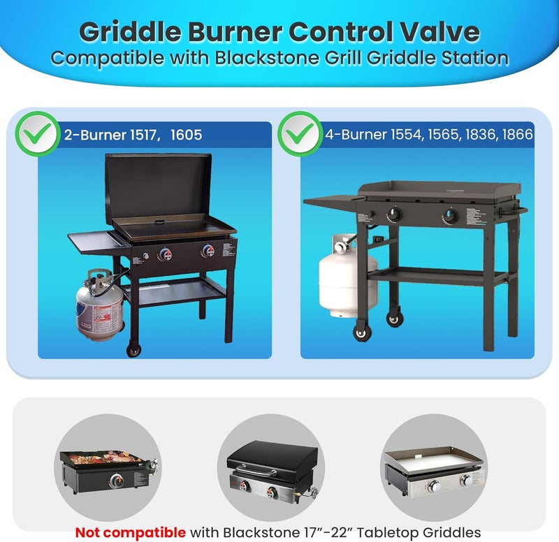 Feekoon 2 Pack Griddle Burner Control Valve Compatible with Blackstone Grill Griddle, Griddle Gas Valve Parts Replacement, Grill Valve Part Compatible with Blackstone 36'' Gas Grill Griddle 1554 - Image 3